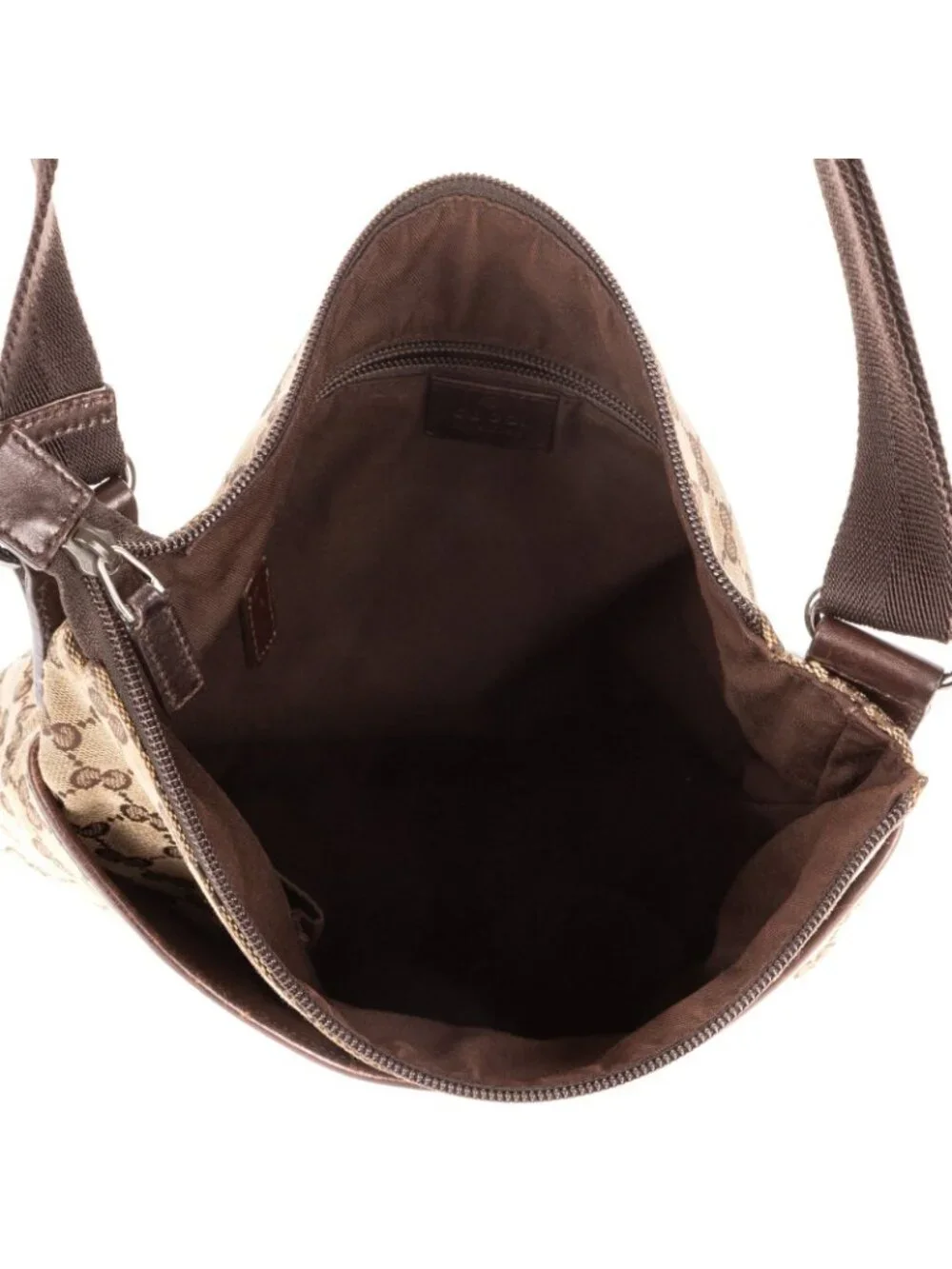 Gucci Vintage Flap Messenger Beige Dark Brown GG Canvas